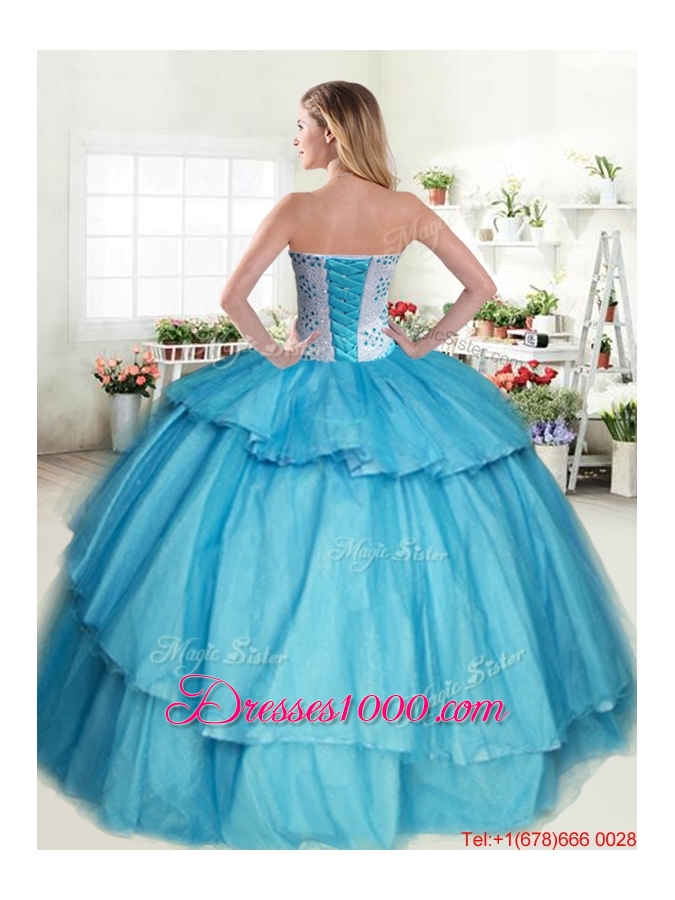 Gorgeous Sweetheart Beaded and Ruffled Layers Quinceanera Gown in Tulle
