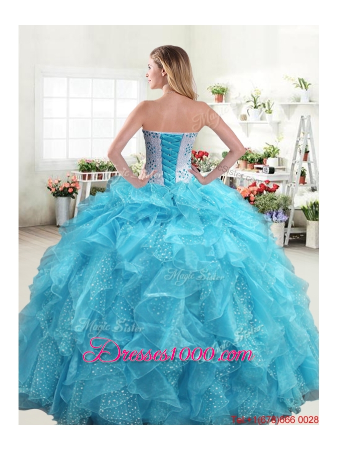 Lovely Puffy Skirt Hot Pink Sweet 16 Dress with Beading and Ruffles