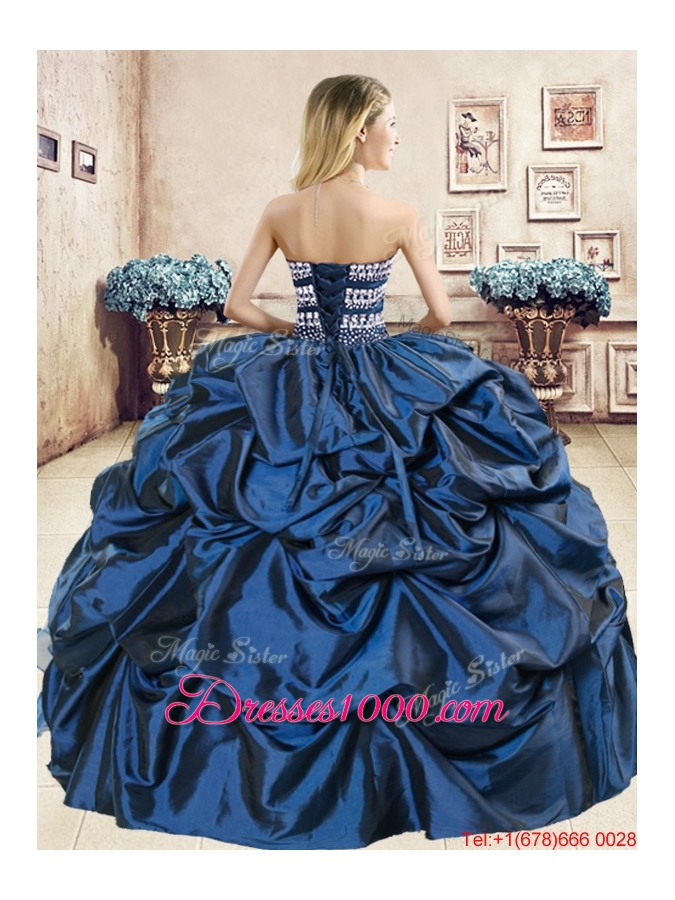 Low Price Beaded Bodice and Embrioderied Quinceanera Dress in Taffeta and Organza