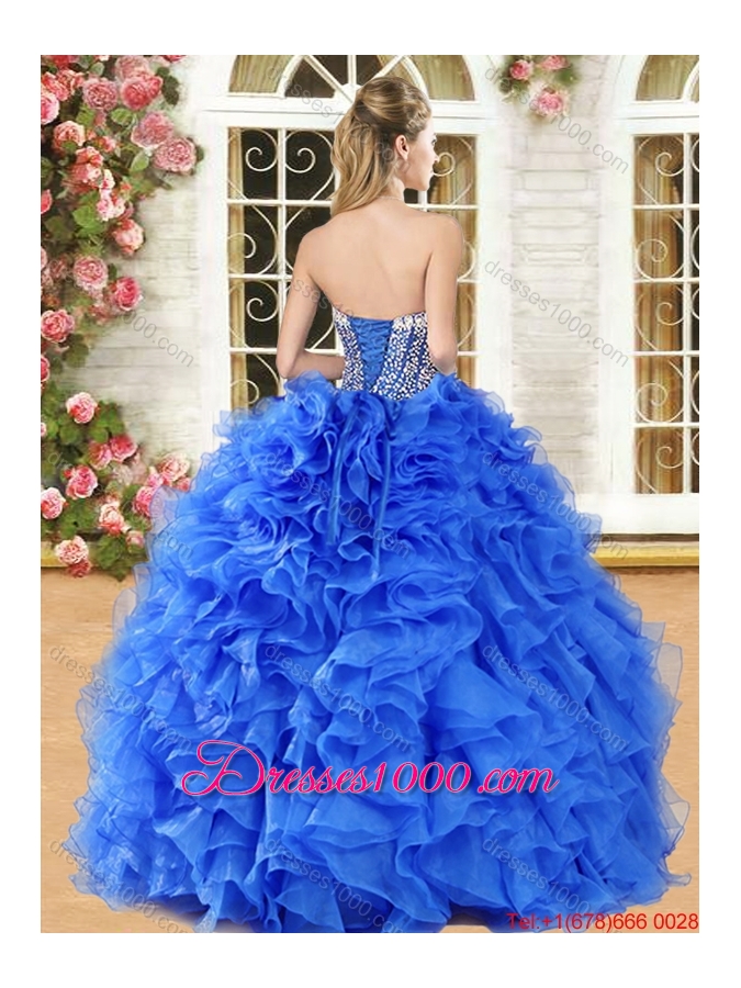 Perfect Visible Boning Beaded Bodice and Ruffled Quinceanera Dress in Organza