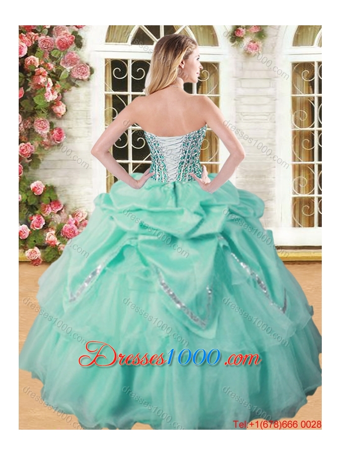 Spring Luxurious Visible Boning Beaded and Bubble Quinceanera Dress in Organza