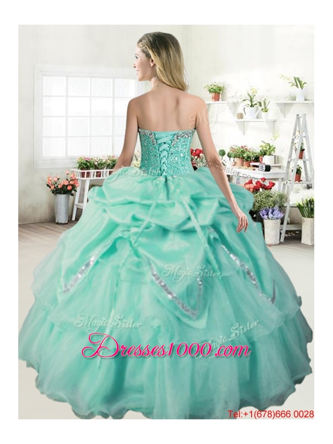 Lovely Beaded Bodice and Bubble Quinceanera Gown in Organza and Taffeta