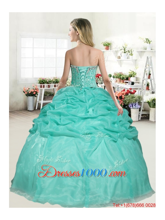 New Style Organza Beaded Bodice and Bubble Quinceanera Dress in Baby Blue