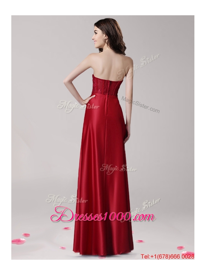 Affordable Beaded and Bowknot Empire Evening Dress in Wine Red