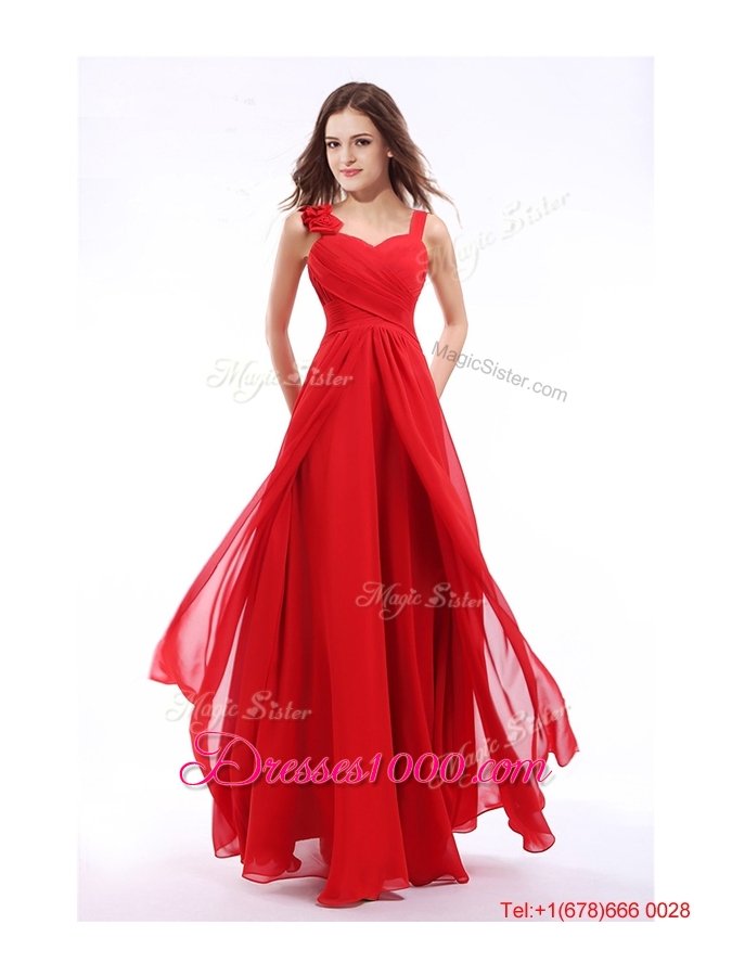 Discount Straps Hand Made Flowers Evening Dress in Floor Length