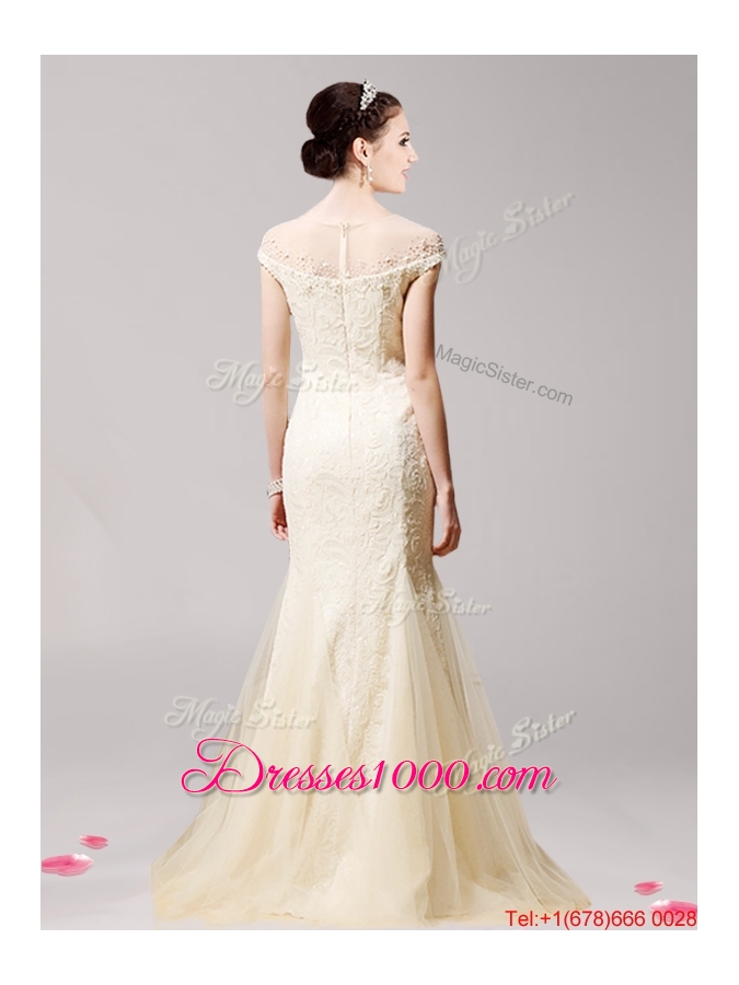 Luxurious Scoop Champagne Mermaid Evening Dress with Beading