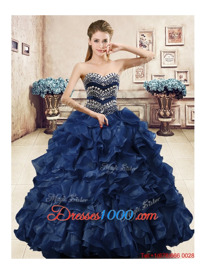 Perfect Beaded and Ruffled Wine Red Quinceanera Dress in Organza