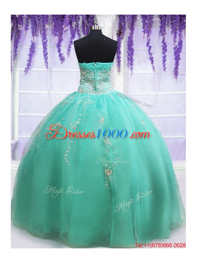 2017 Modest Beaded and Applique Zipper Up Quinceanera Dress in Organza