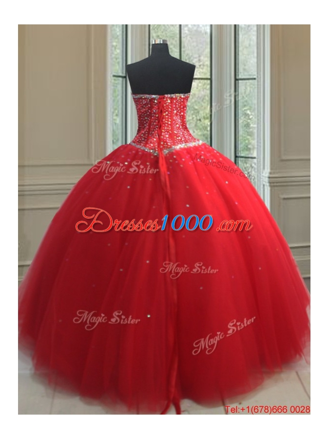 Best Selling Puffy Skirt Visible Boning Beaded Bodice Quinceanera Dress