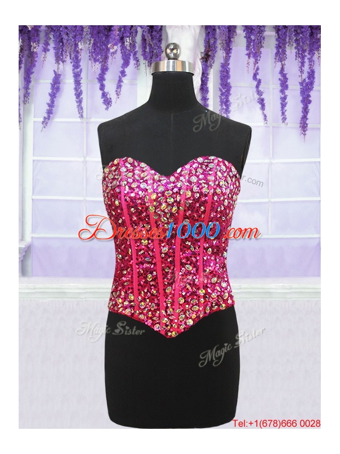 Affordable Visible Boning Beaded Bodice Coral Red Quinceanera Dress with Ruffles