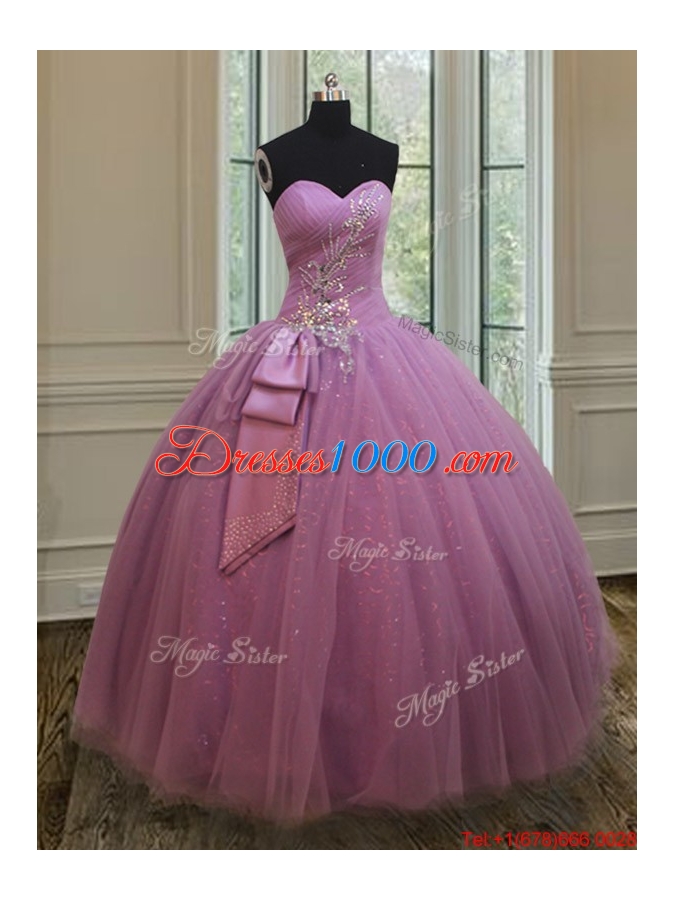 Best Selling Beaded and Belted Quinceanera Dress in Tulle and Sequins