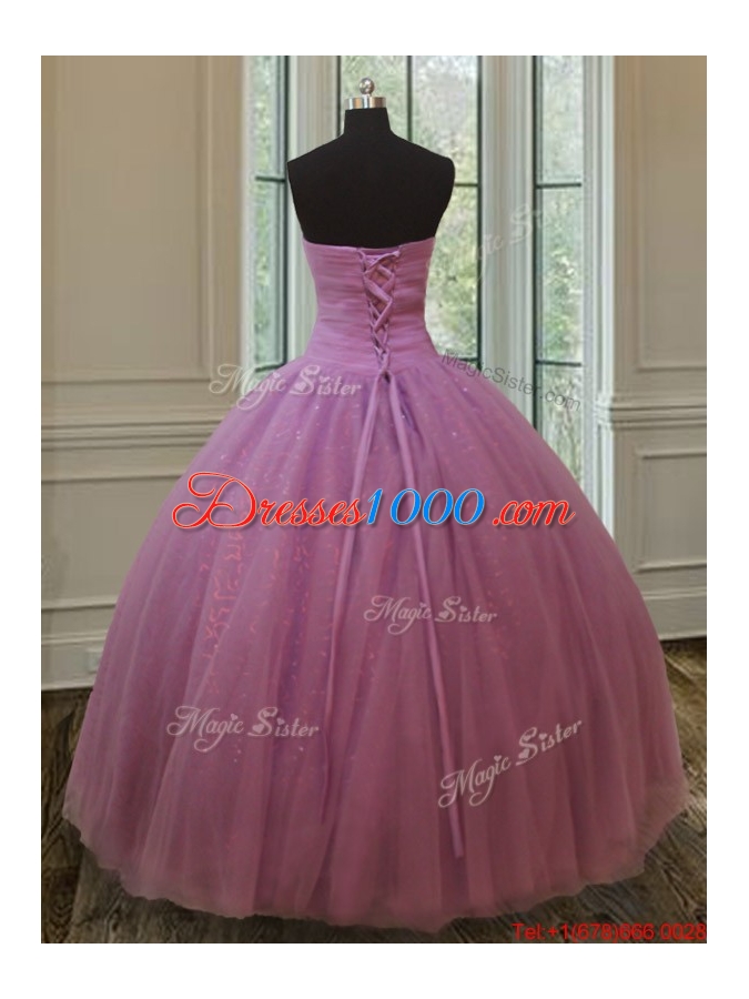 Best Selling Beaded and Belted Quinceanera Dress in Tulle and Sequins