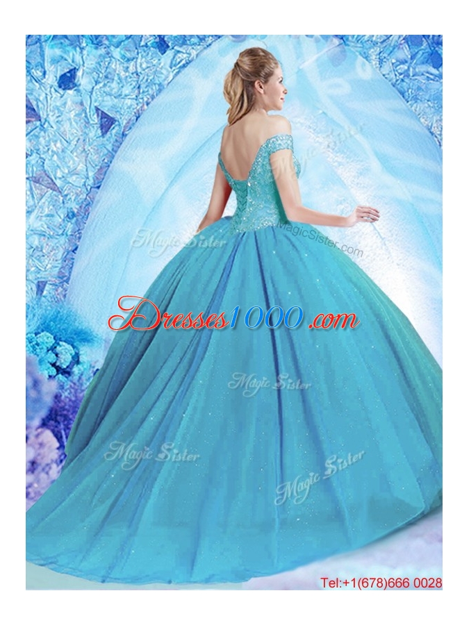 Classical Off the Shoulder Quinceanera Dress with Brush Train