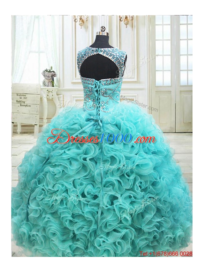Exquisite See Through Scoop Beaded Quinceanera Dress in Rolling Flowers