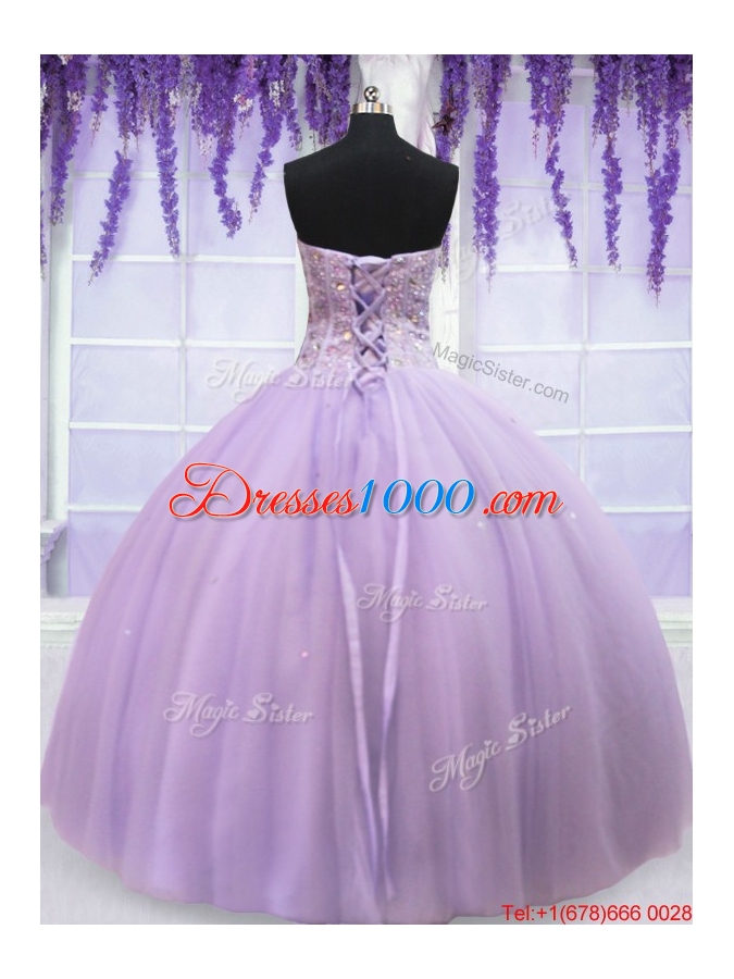 Gorgeous Visible Boning Beaded Bodice Lavender Quinceanera Dress in Organza