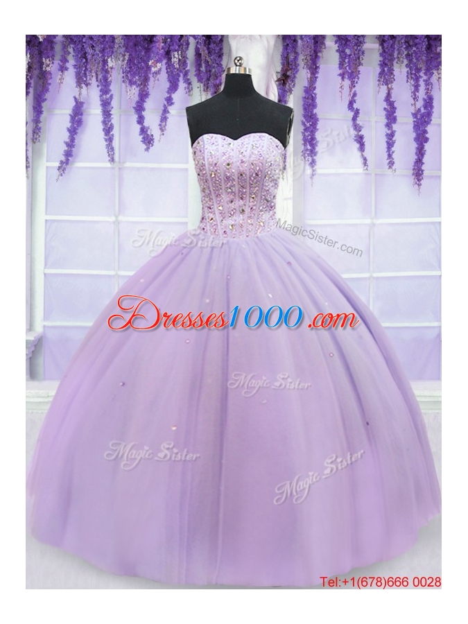 Gorgeous Visible Boning Beaded Bodice Lavender Quinceanera Dress in Organza