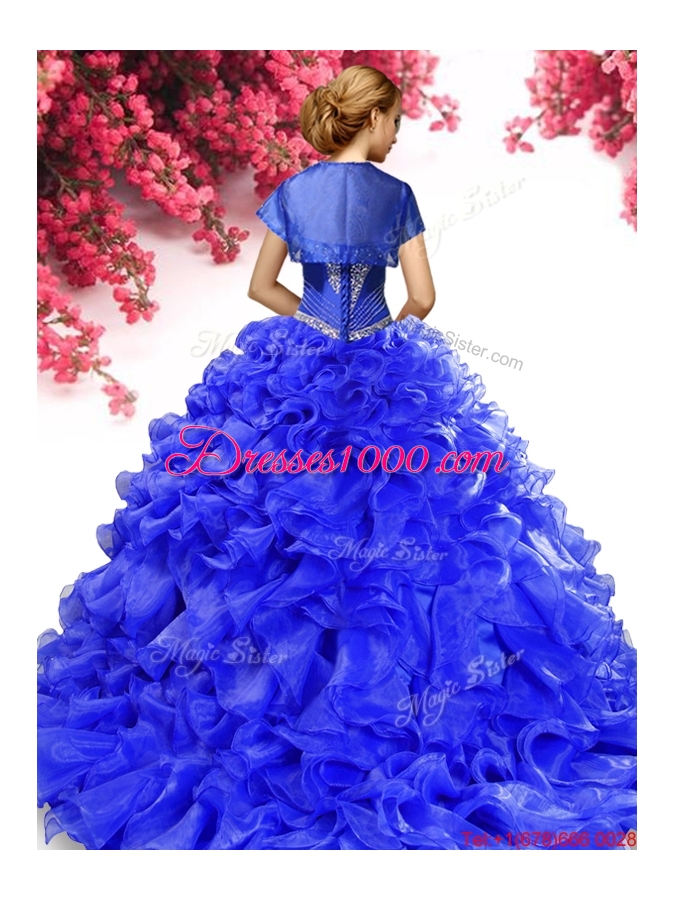 Comfortable Royal Blue Sweet 16 Dress with Appliques and Ruffles