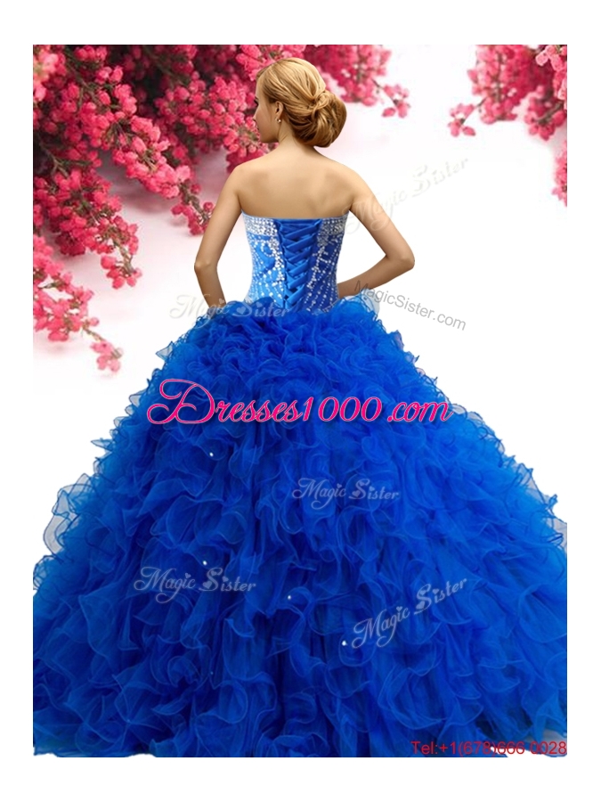 Hot Sale Tulle Big Puffy Quinceanera Dress with Beading and Ruffles