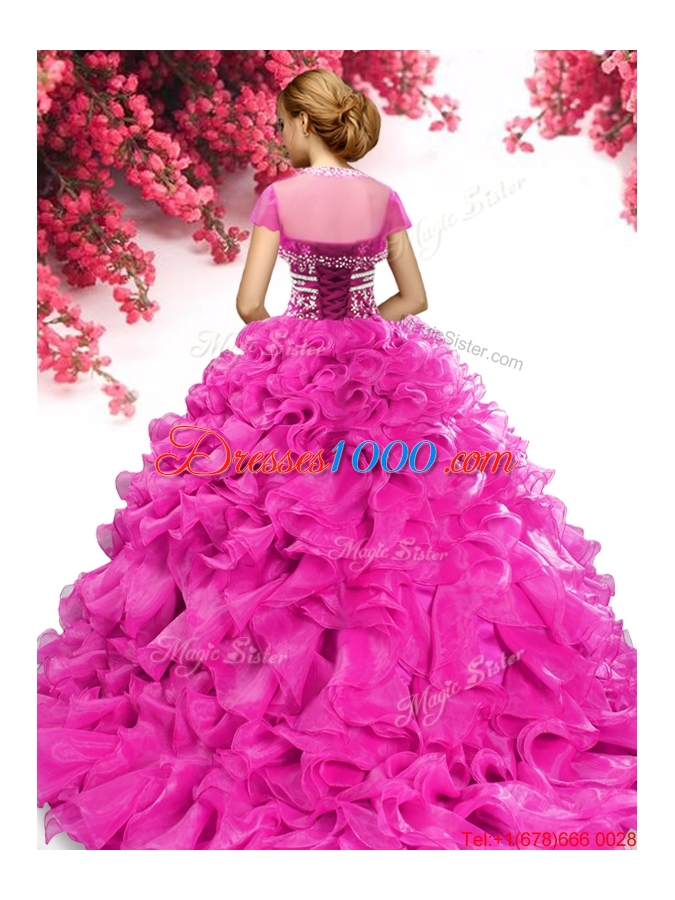 Modest Big Puffy Royal Blue Quinceanera Dress with Beading and Ruffles
