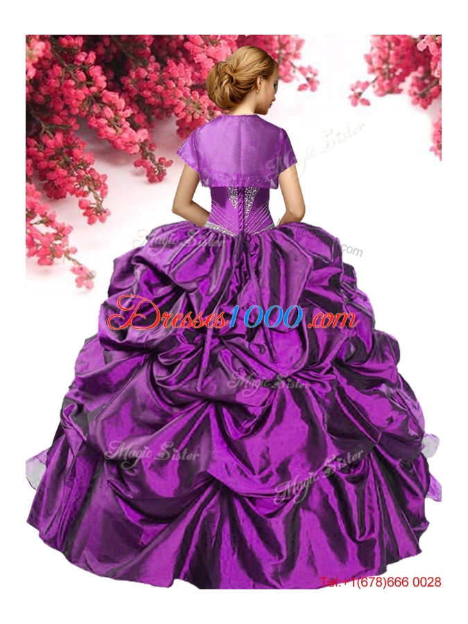 Discount Embroideried and Pick Ups Taffeta Quinceanera Dress in Teal