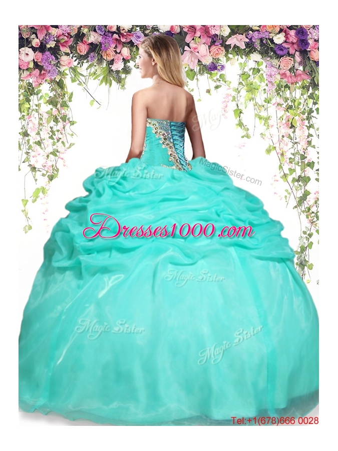 Cheap Apple Green Sweet 16 Dress with Beading and Bubbles