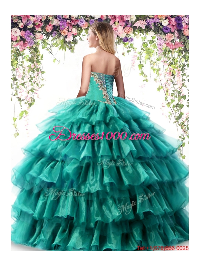 Exquisite Ruffled Layers Dark Purple Quinceanera Dress with Beading