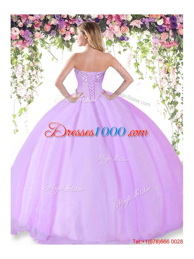 Summer Latest Beaded Tulle Quinceanera Dress in Rose Pink