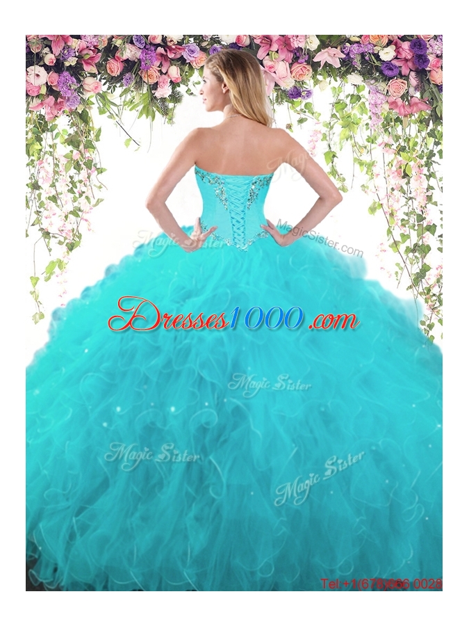 Best Tulle Beaded and Ruffled Quinceanera Gown in Fuchsia