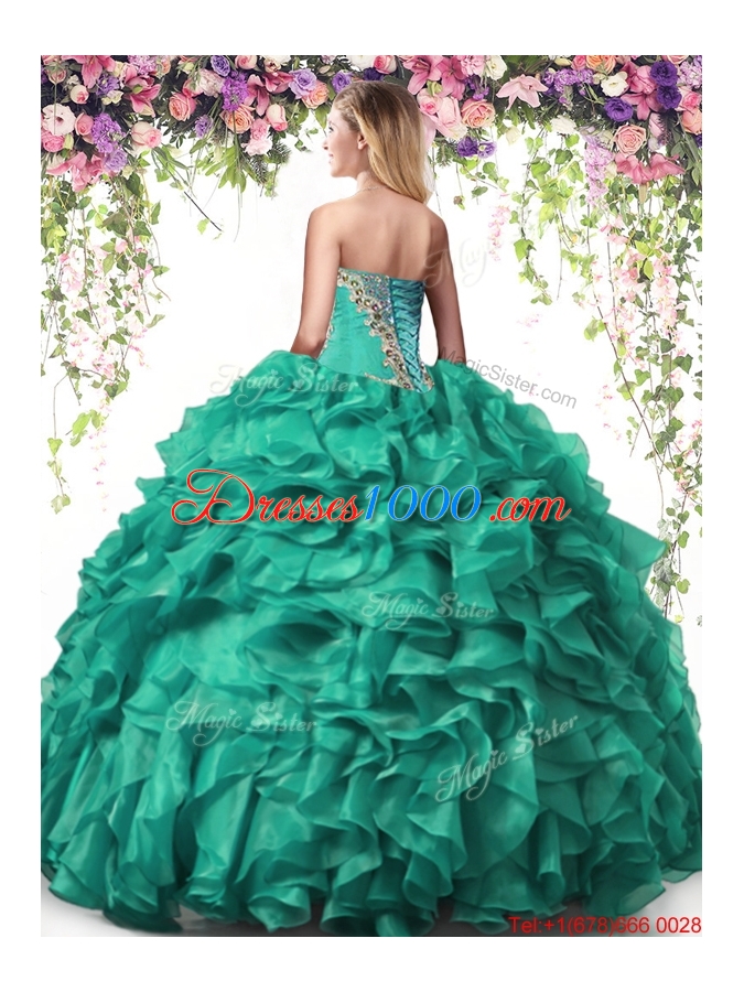 New Arrivals Beaded and Ruffled Dark Purple Quinceanera Dress in Organza