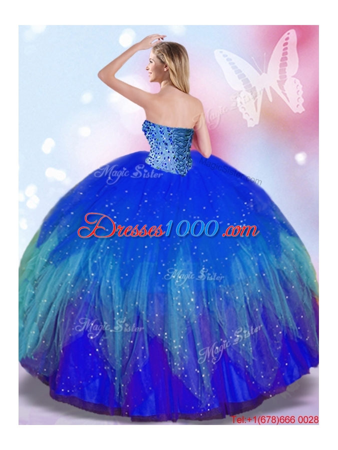 Perfect Big Puffy Royal Blue Quinceanera Dress with Beaded Bodice