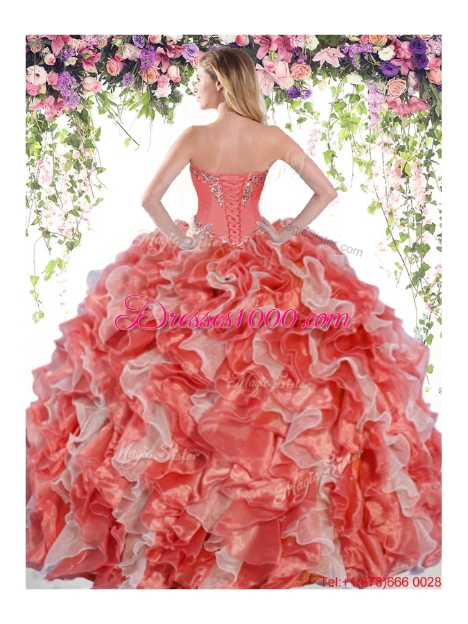 Perfect Organza Two Tone Quinceanera Dress with Beading and Ruffles