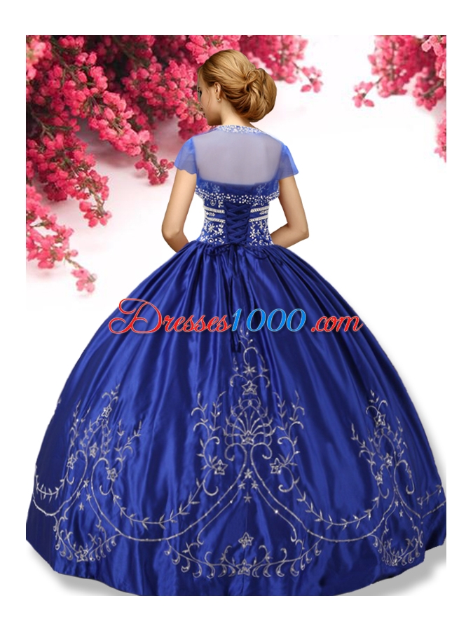 Latest Beaded and Embroideried Taffeta Quinceanera Dress in Royal Blue