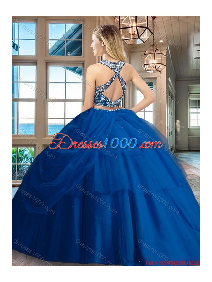 Popular Big Puffy Criss Cross Quinceanera Dress with Beading and Pick Ups