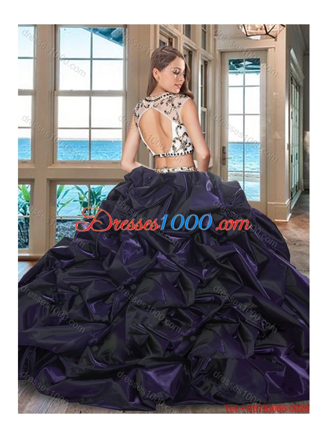 Perfect Embroideried and Bubble Burgundy Quinceanera Dress with Brush Train