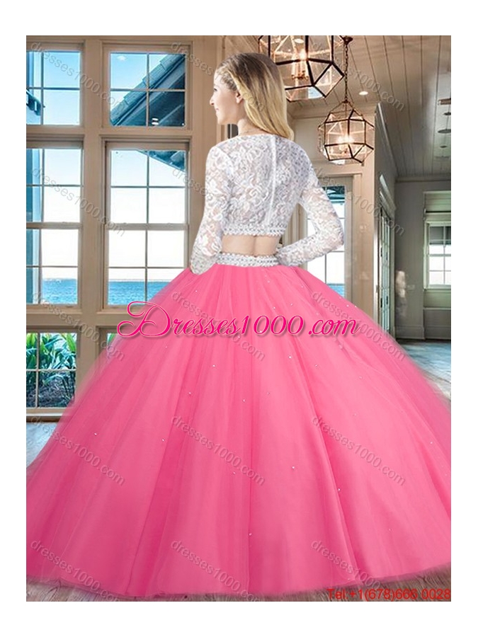 Romantic Two Piece Laced and Beaded Zipper Up Quinceanera Dress in Baby Blue