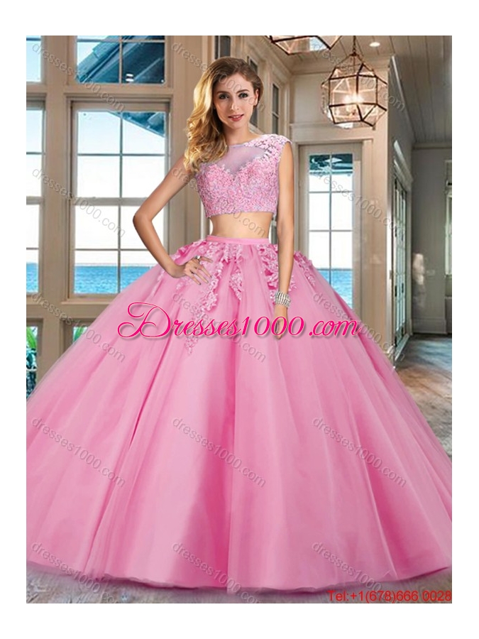Hot Sale Zipper Up Applique Aqua Blue Quinceanera Dress with Cap Sleeves