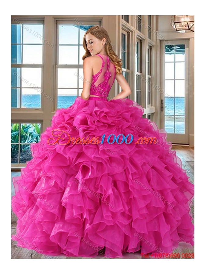 Perfect Aqua Blue Zipper Up Quinceanera Dress with Ruffles and Appliques