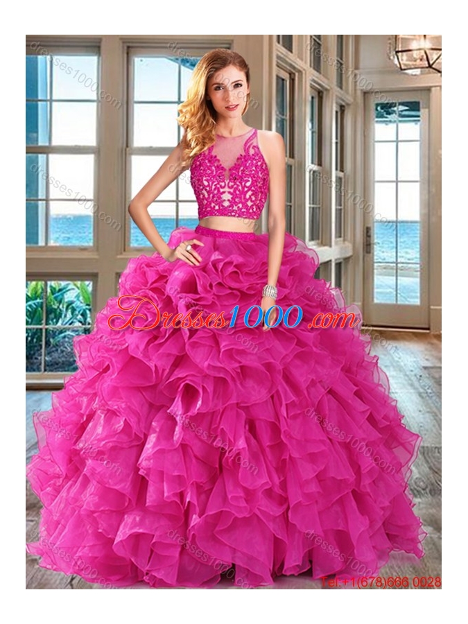 Perfect Aqua Blue Zipper Up Quinceanera Dress with Ruffles and Appliques