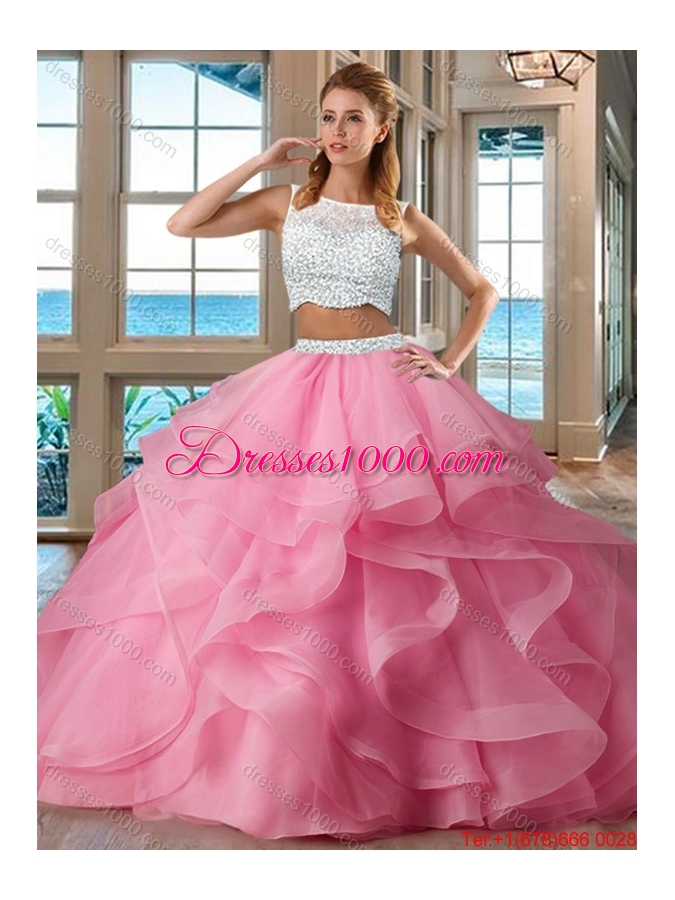 Beautiful Ball Gown Brush Train Side Zipper Light Blue Quinceanera Dresses with Bateau