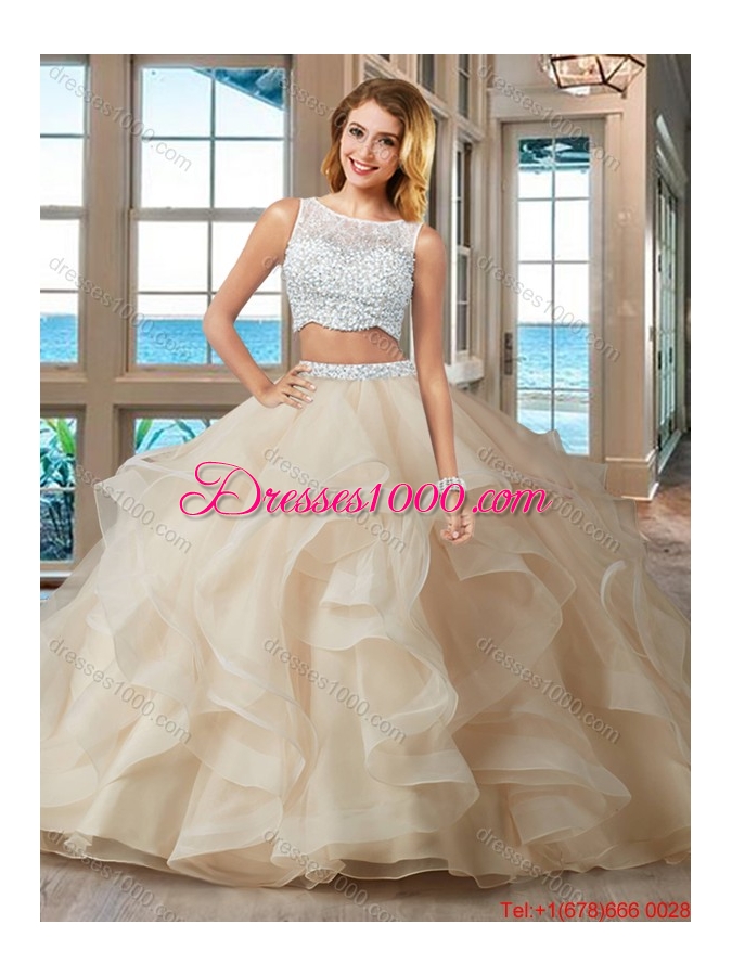 Beautiful Ball Gown Brush Train Side Zipper Light Blue Quinceanera Dresses with Bateau