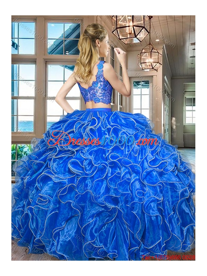 Popular Organza Laced Bodice Zipper Up Quinceanera Dress with Ruffles