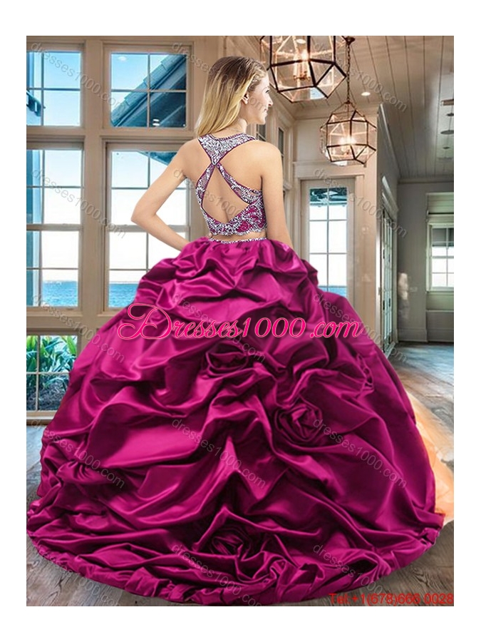Pretty Ruffled Layers Wine Red and Yellow Quinceanera Dress with Brush Train