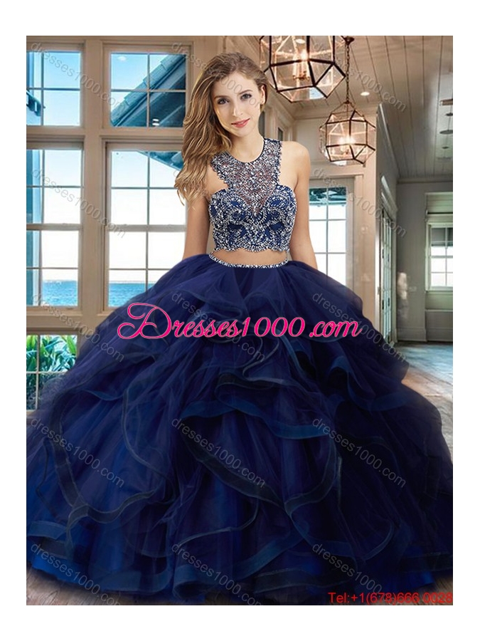 Gorgeous Brush Train Burgundy Quinceanera Dress with Ruffles and Beading