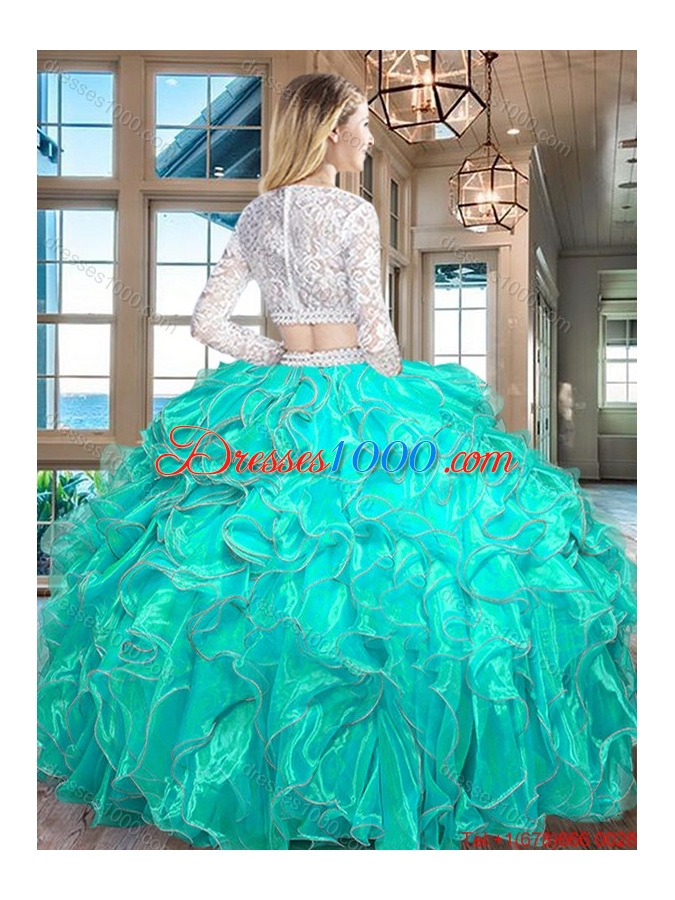 Latest Organza Red Quinceanera Dress with Laced Bodice and Beaded Decorated Waist