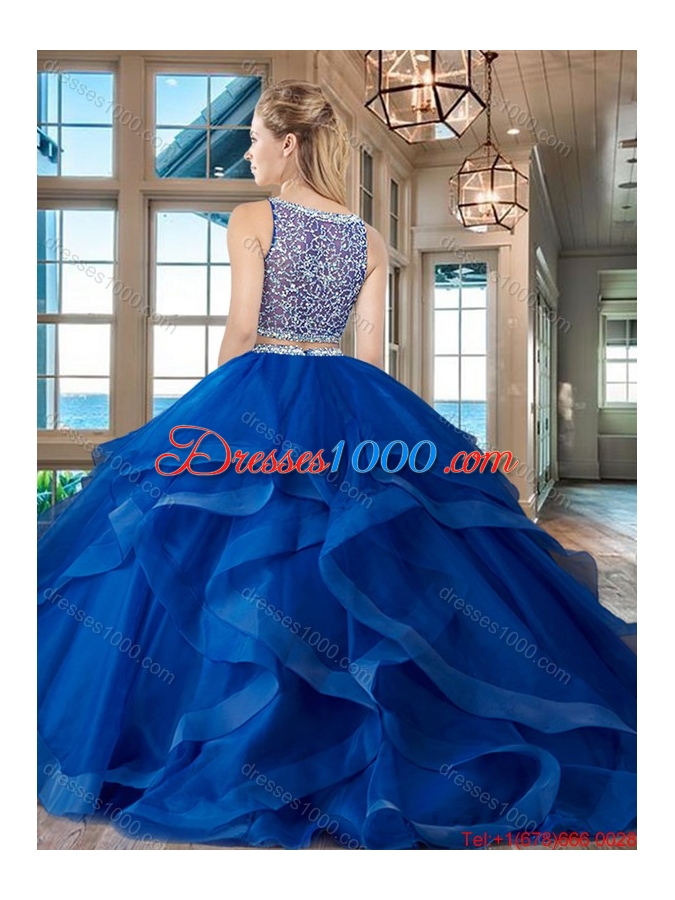 Luxurious Two Piece Side Zipper Quinceanera Dress with Ruffles and Beading