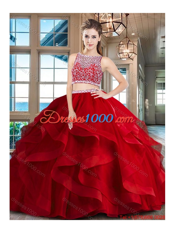 Luxurious Two Piece Side Zipper Quinceanera Dress with Ruffles and Beading
