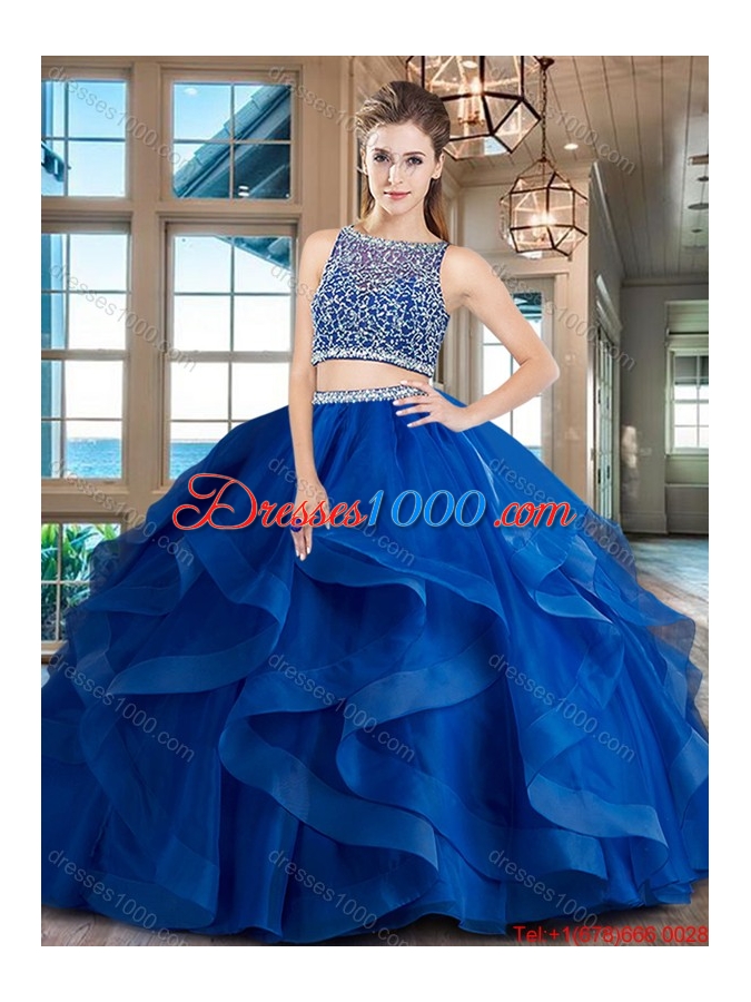 Luxurious Two Piece Side Zipper Quinceanera Dress with Ruffles and Beading