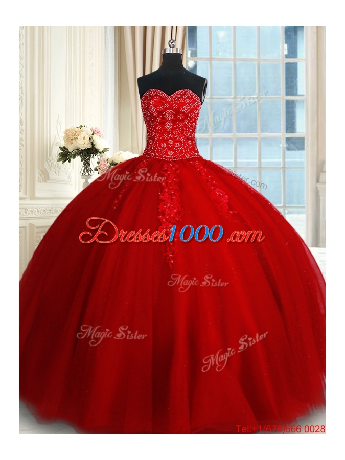 red puffy quinceanera dresses