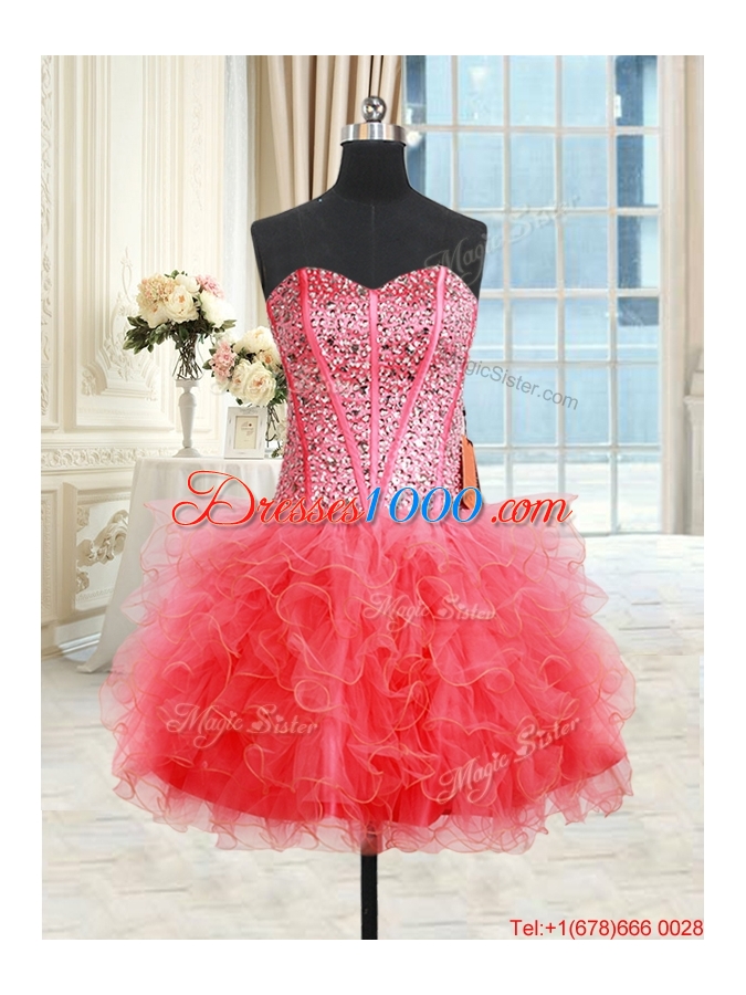 New Arrivals Two for One Visible Boning Quinceanera Dress with Ruffles and Beaded Bodice