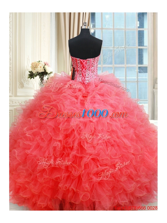New Arrivals Two for One Visible Boning Quinceanera Dress with Ruffles and Beaded Bodice